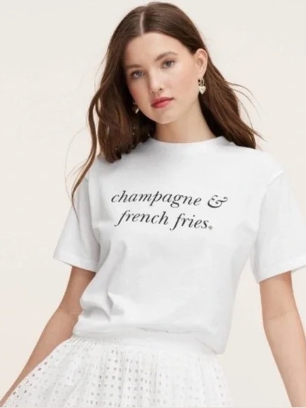 Kate Spade x Target white t-shirt  "champagne & french fries"